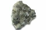 Green Cubic Fluorite Crystal Cluster on Druzy Quartz - China #323069-1